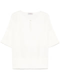 Alberto Biani Teardrop Opening Blouse — Ivory