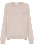 Maison Kitsuné Fox Motif Wool Sweater — Beige