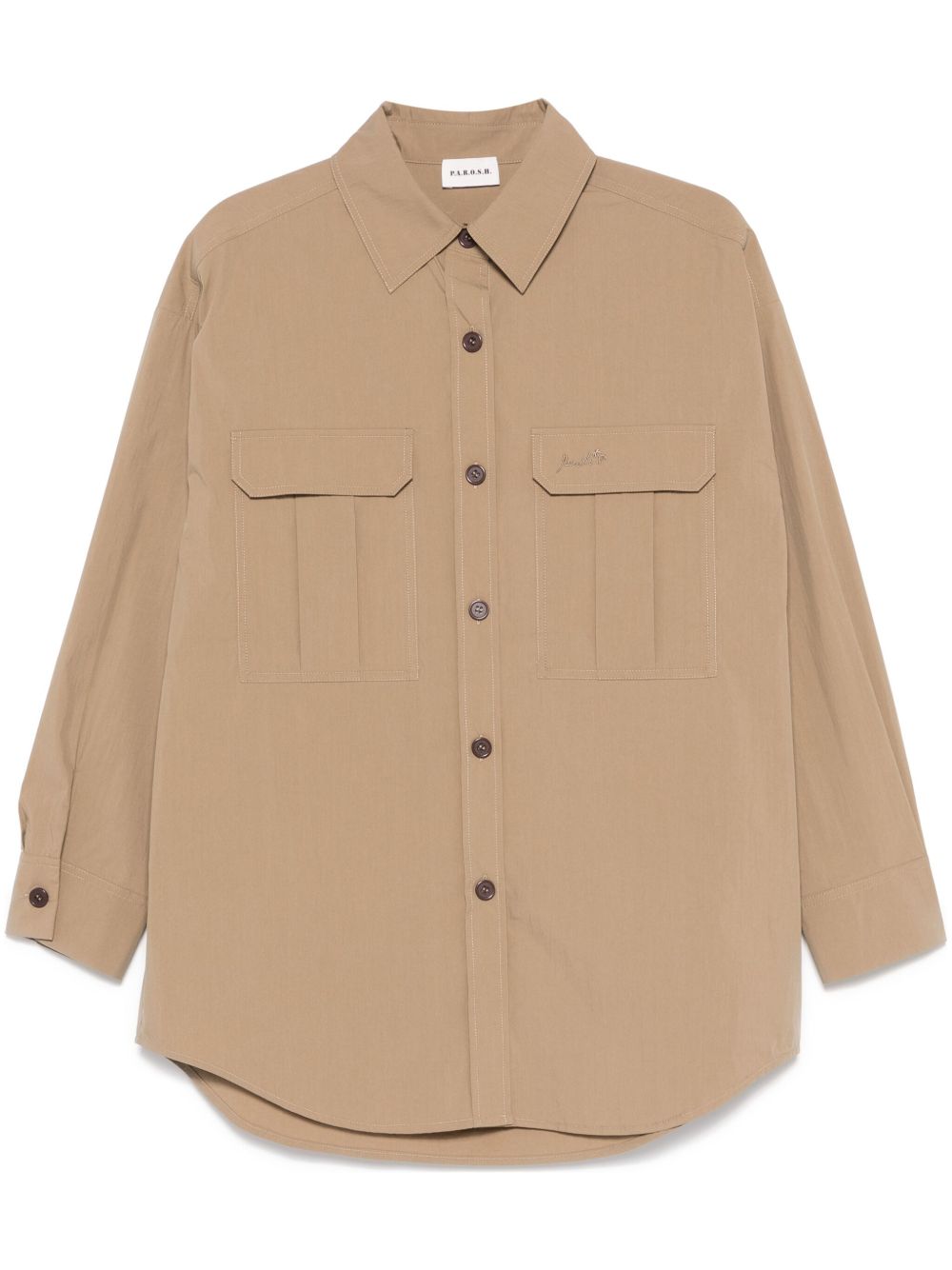 Parosh Logo-Embroidered Shirt — Beige