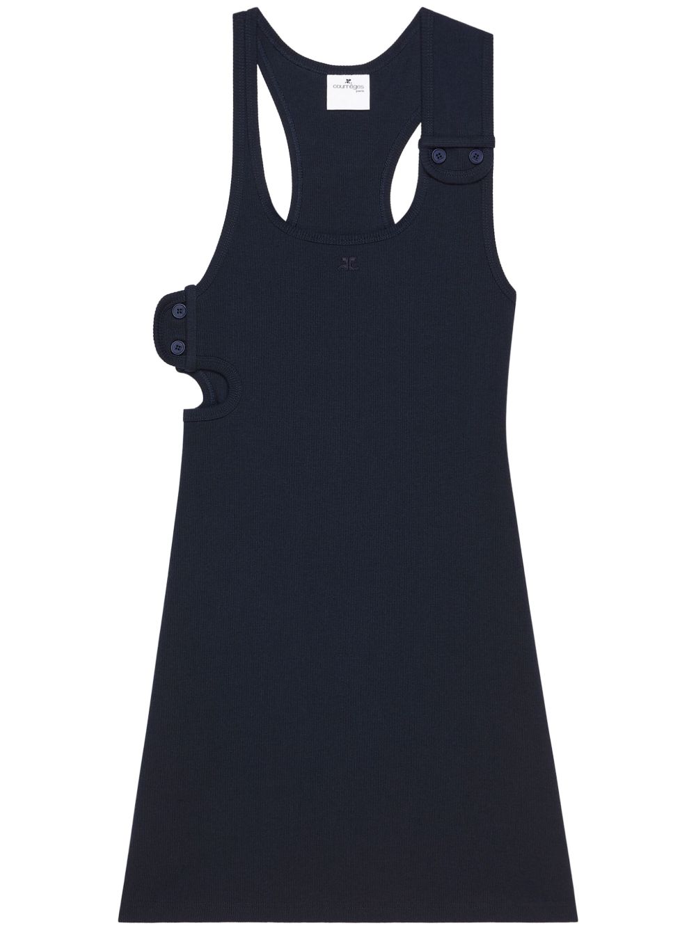 Courreges Pre Ribbed Cotton Racerback Mini Dress — Navy