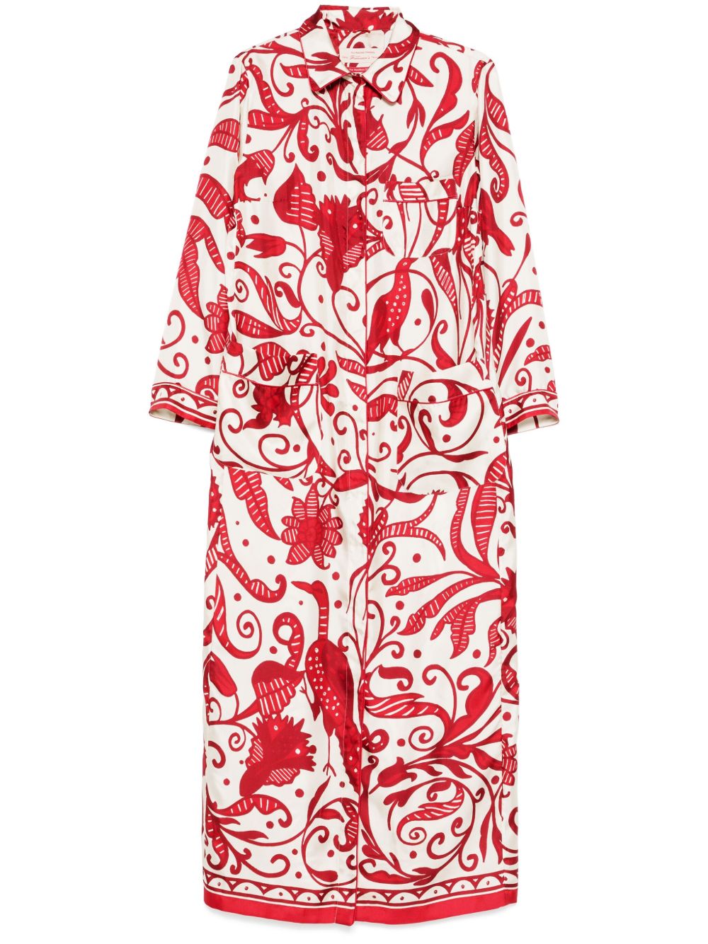 F.R.S . Red Baroque-Print Silk Crepe Kaftan — Red