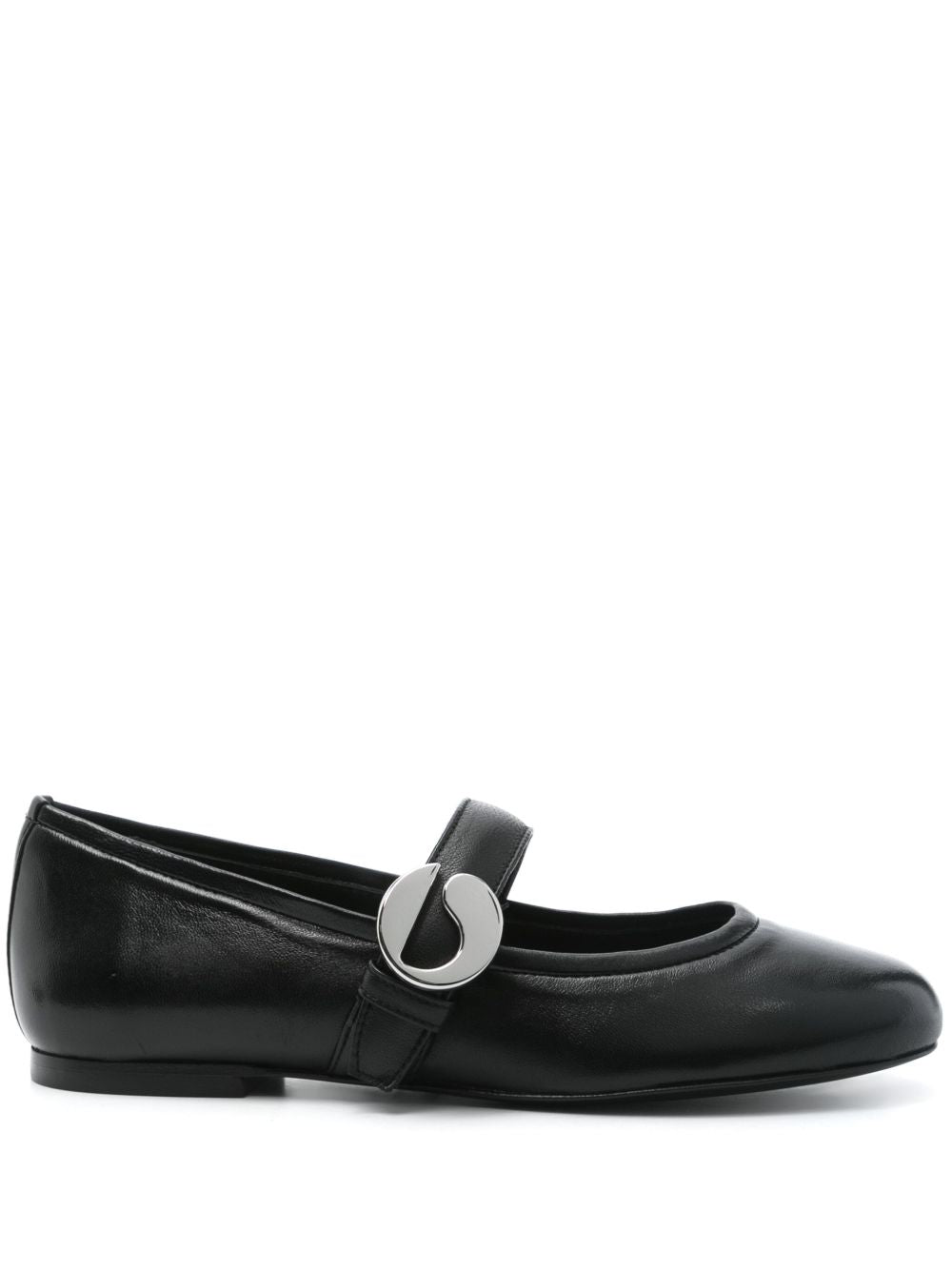 Coperni Logo-Buckle Leather Ballet Flat — Black