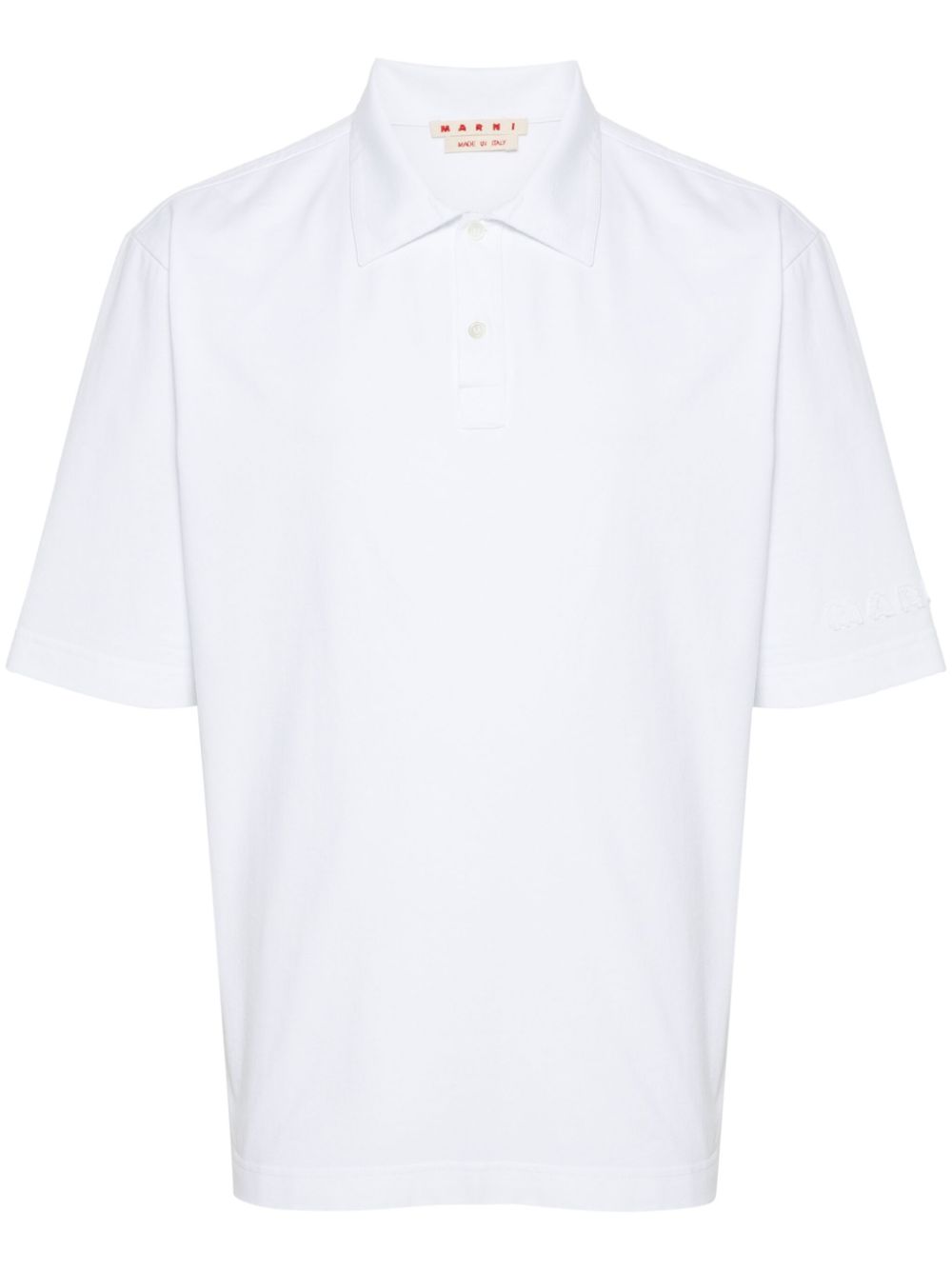 Marni Logo-Patch Organic Cotton Polo Shirt — White