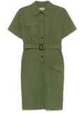 Woolrich Belted Cotton Shirt Shirt Dress — Olive Green
