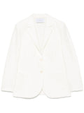 Harris Wharf London Crinkled Shoulder-Pad Cotton Blend Blazer — White