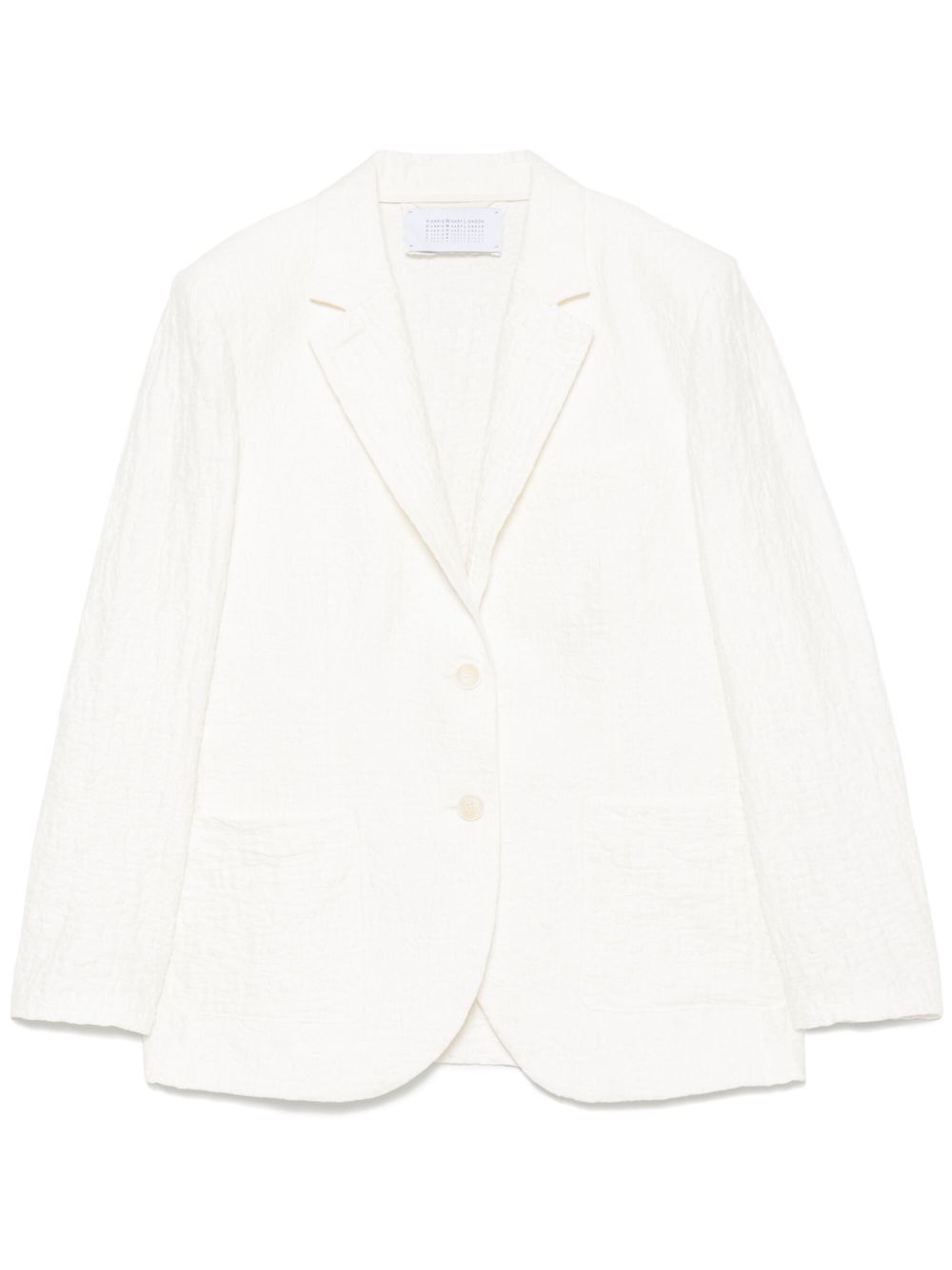 Harris Wharf London Crinkled Shoulder-Pad Cotton Blend Blazer — White