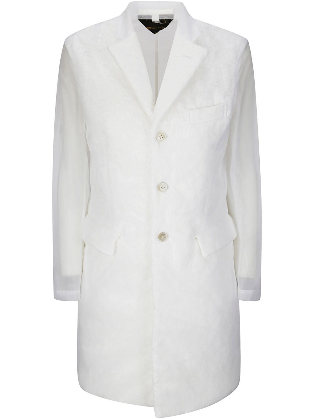 Comme Des Garcons Single-Breasted Linen Coat — White
