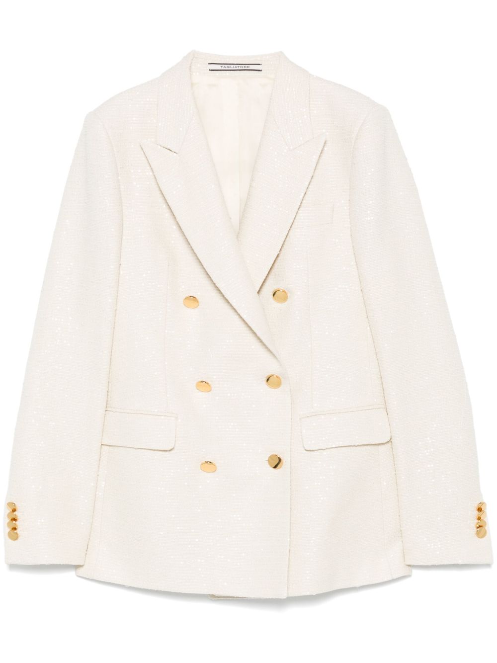 Tagliatore Double-Breasted Cotton Blend Blazer — Ecru