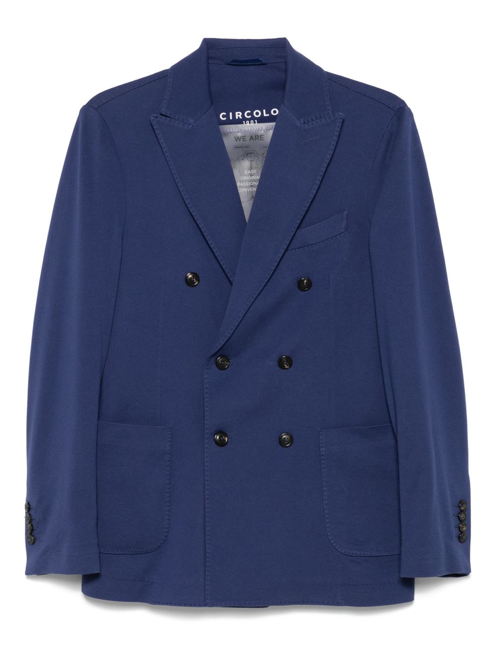 Circolo 1901 Cotton Double-Breasted Blazer — Ocean Blue
