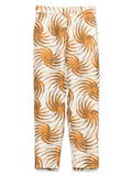 Alberto Biani Abstract-Pattern Silk Trousers — Cream