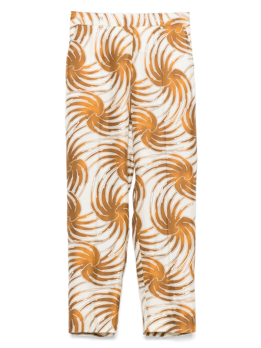 Alberto Biani Abstract-Pattern Silk Trousers — Cream