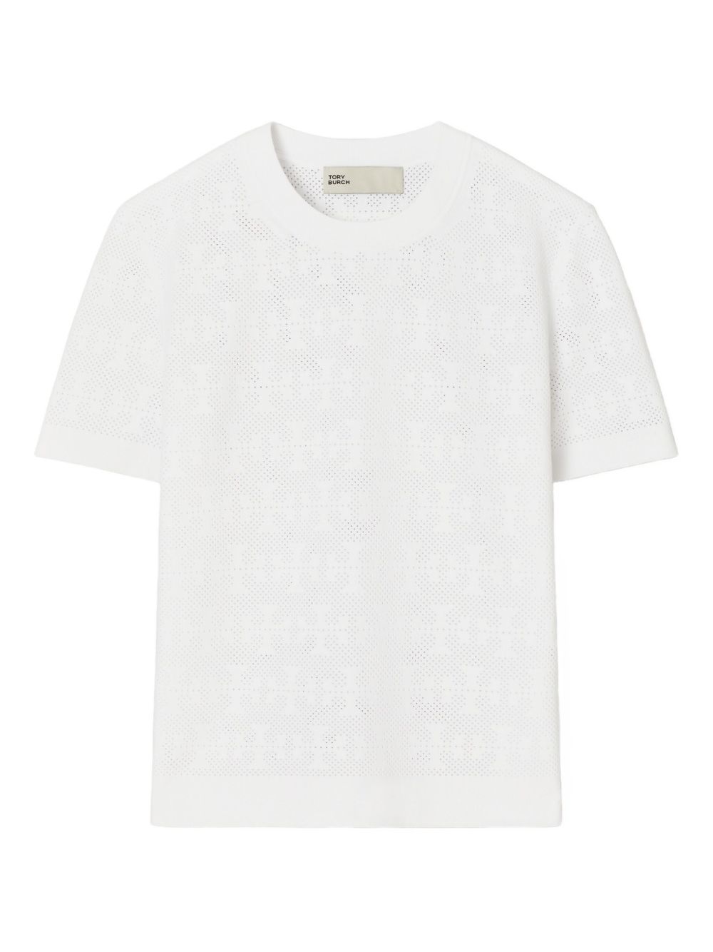 Tory Burch Textured Monogram T-Shirt — White