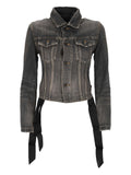 Balenciaga Lace-Up Denim Jacket — Grey