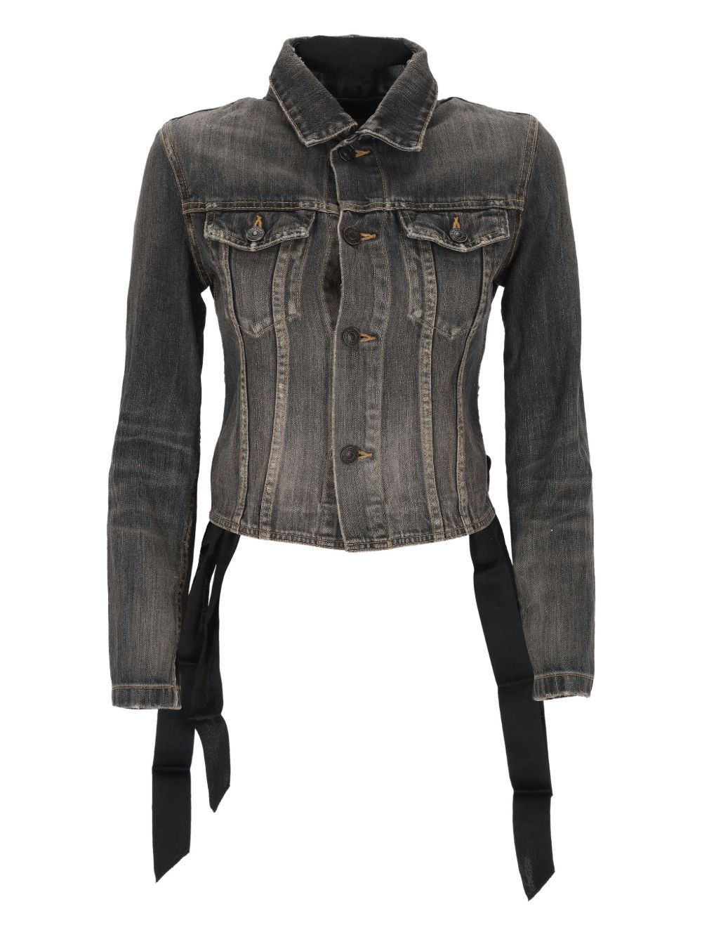 Balenciaga Lace-Up Denim Jacket — Grey