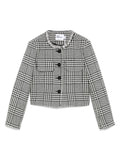 Self-Portrait Houndstooth Cropped Jacket — Black