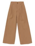 Chloé Cotton Wide-Leg Trousers — Caramel