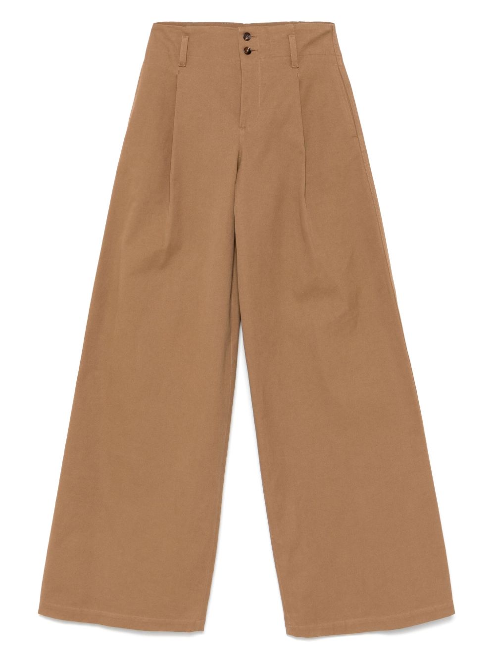 Chloé Cotton Wide-Leg Trousers — Caramel