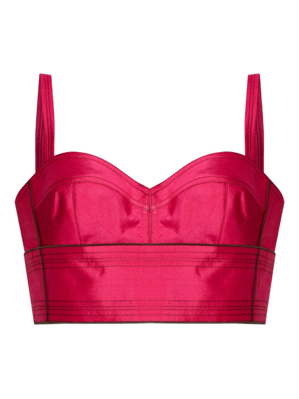 Tory Burch Sweetheart Silk Bra Top — Fuchsia
