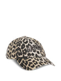 Ganni Leopard-Print Canvas Baseball Cap — Cream