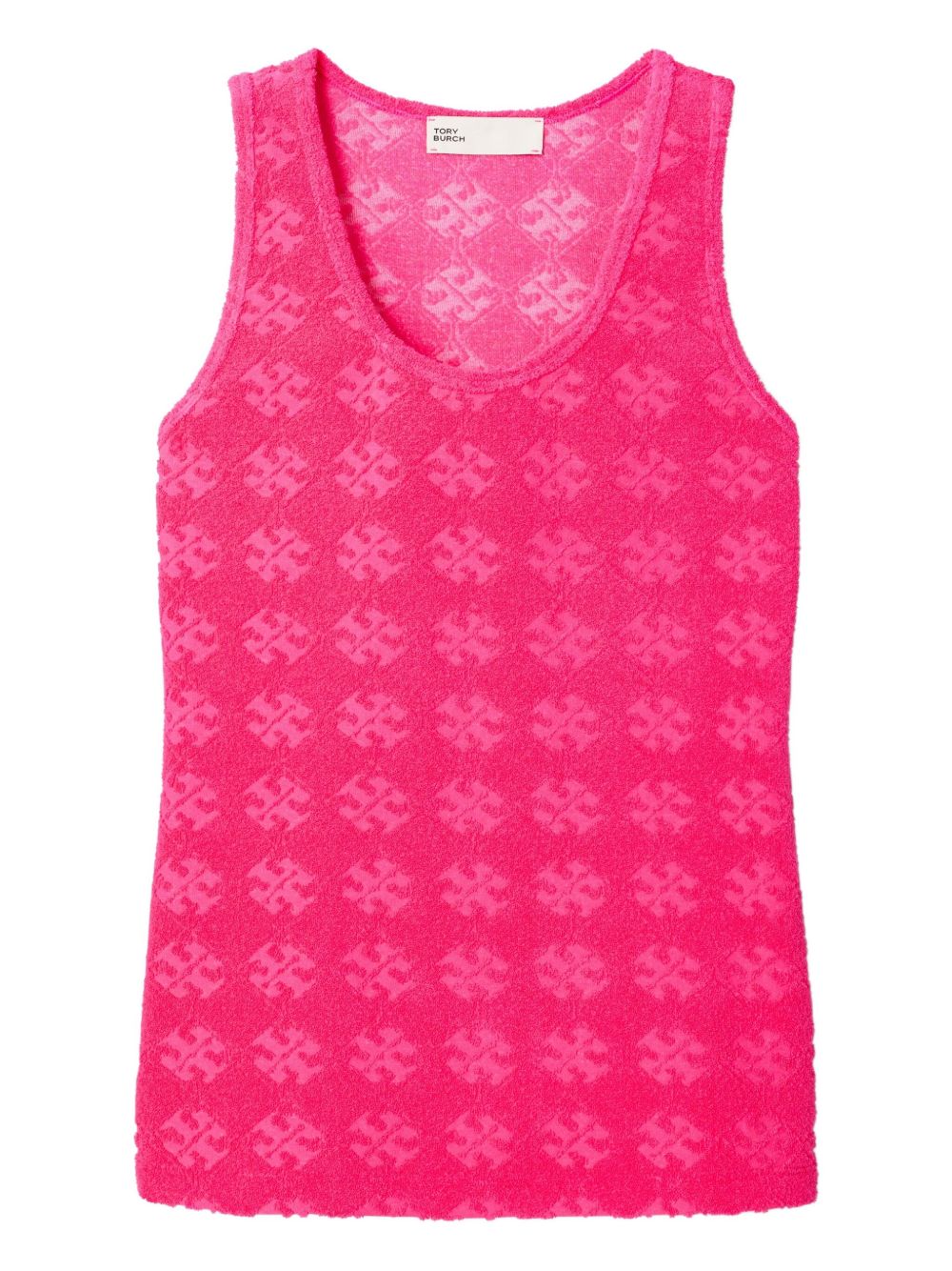 Tory Burch Monogram Jacquard Terry Tank Top — Pink