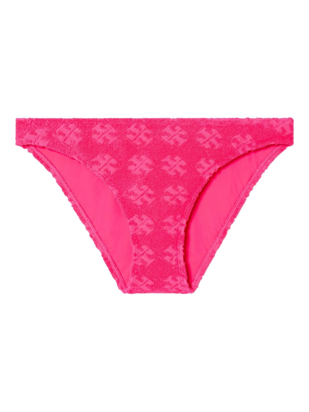 Tory Burch Terry Logo-Jacquard Bikini Bottom — Hot Pink