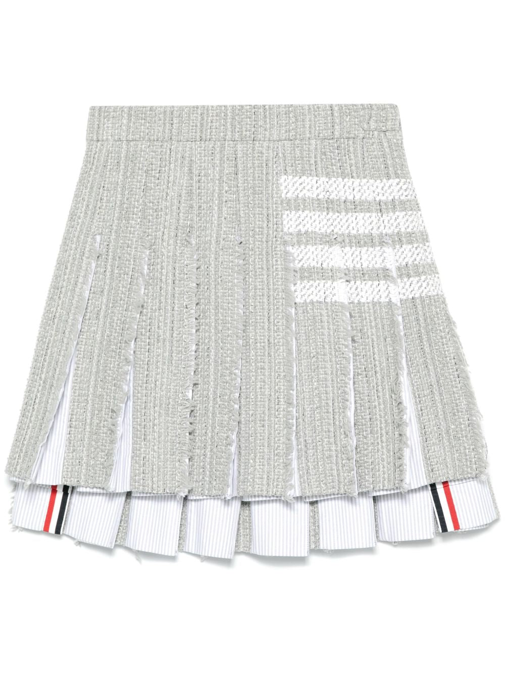 Thom Browne 4-Bar Stripe Cotton Blend Skirt — Grey