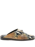 Alexander McQueen Snakeskin-Print Leather Slipper — Beige
