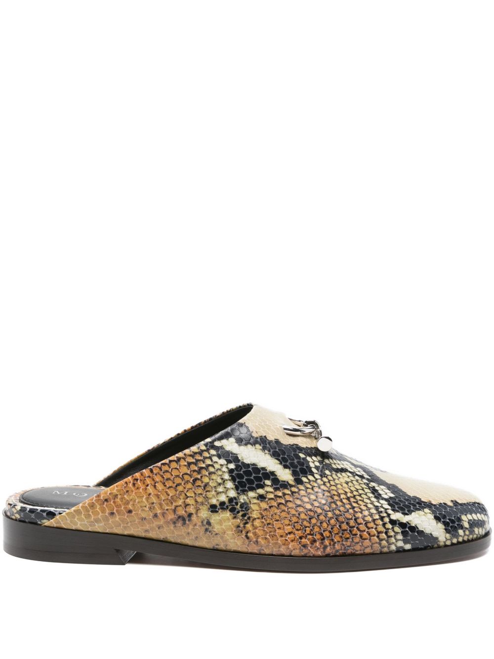 Alexander McQueen Snakeskin-Print Leather Slipper — Beige