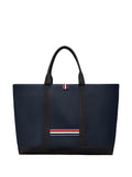 Thom Browne Canvas and Leather Tote Bag — Navy