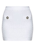 Balmain Tweed Mini Skirt — White