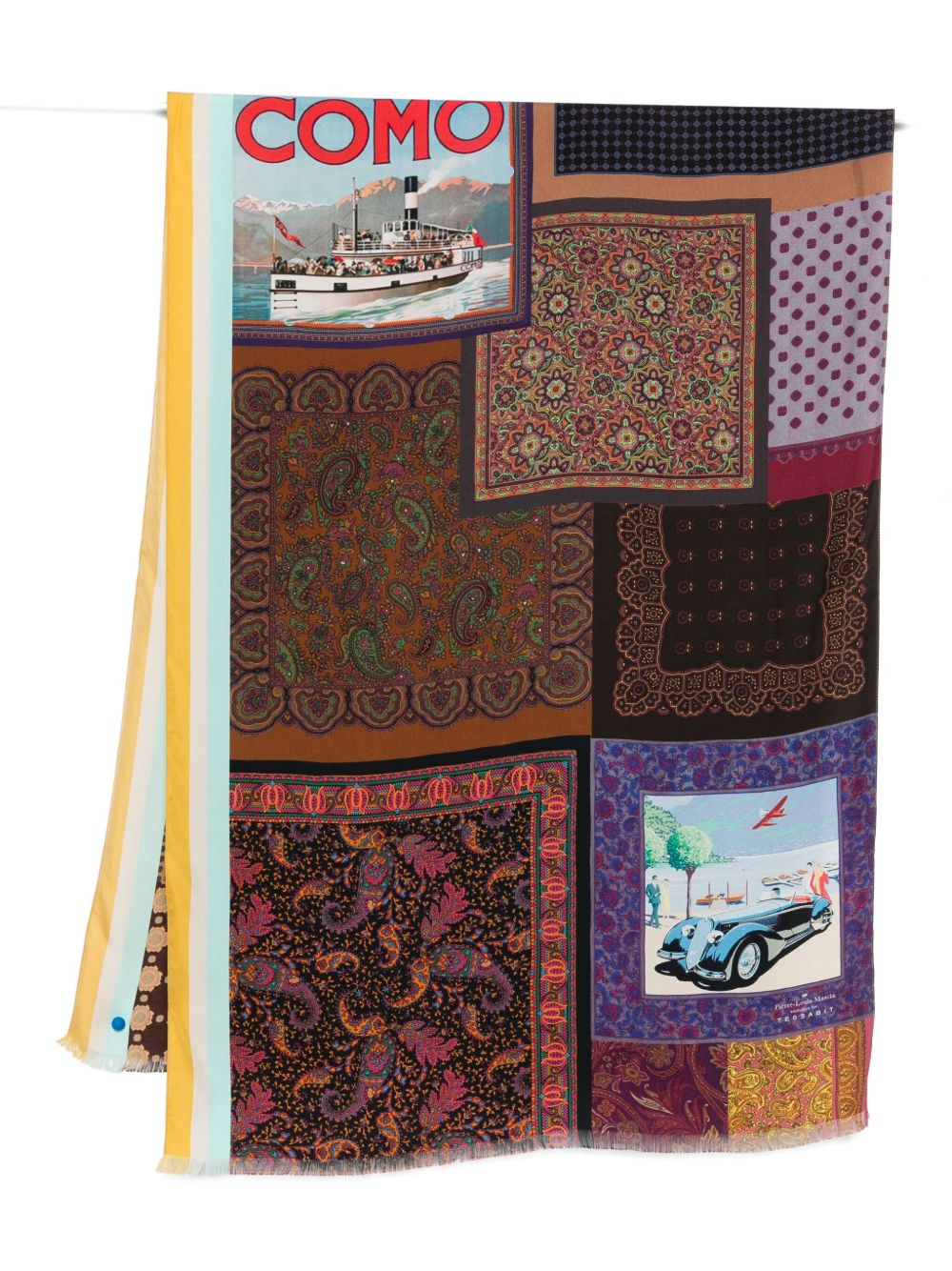 032C Silk Printed Patchwork Scarf — Multi