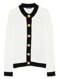 Balmain Contrast-Trim Knit Cardigan — White