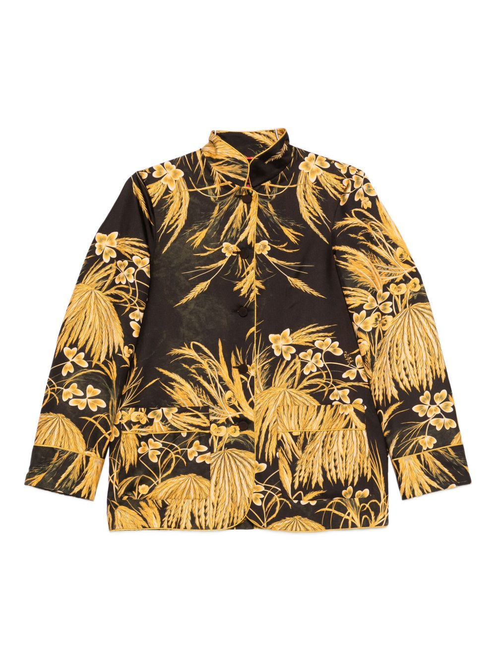 F.R.S . Floral-Printed Silk Shirt — Black