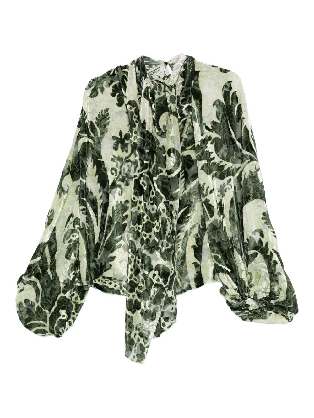 F.R.S . Floral-Print Silk Blouse — Green