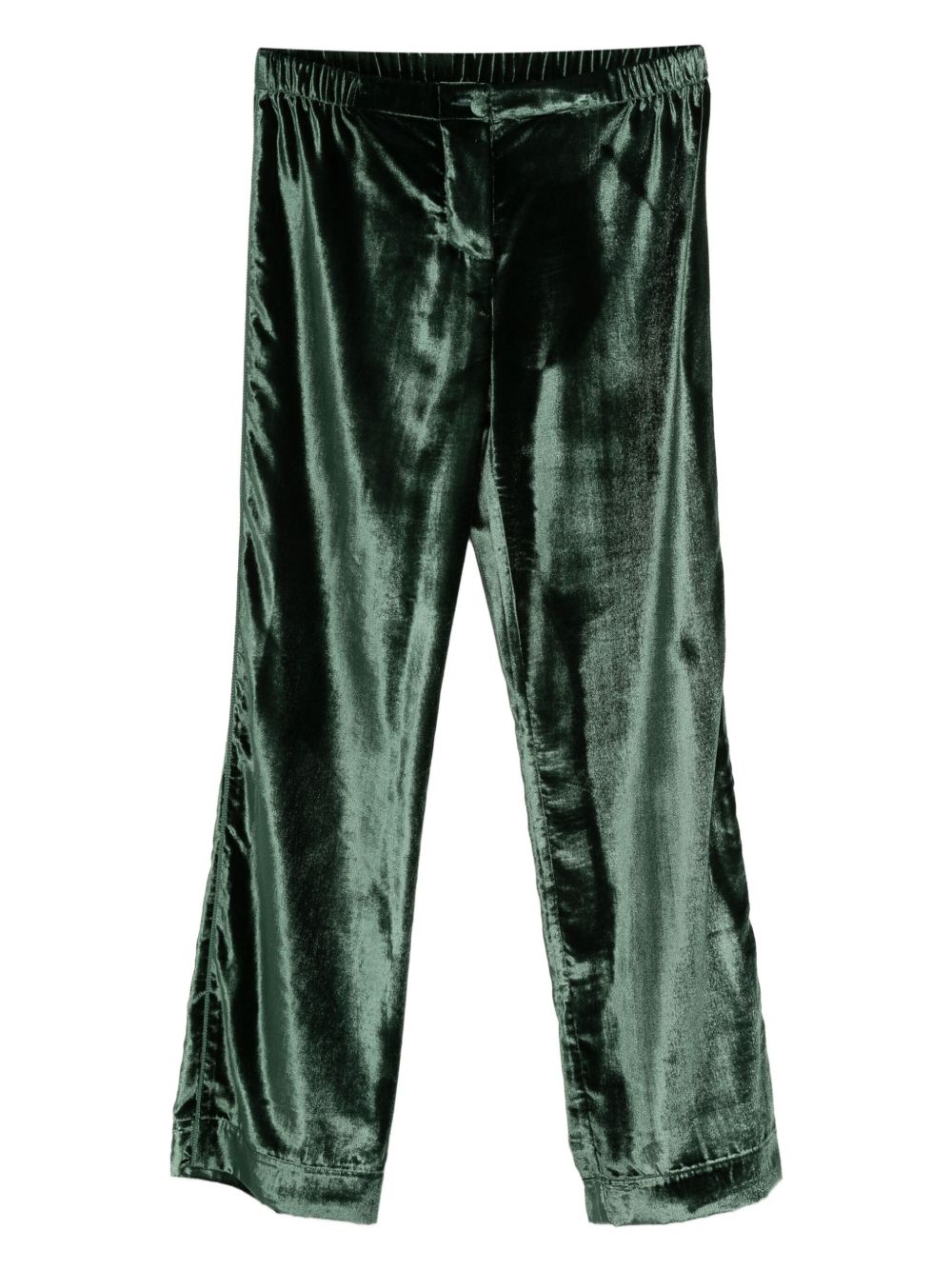 F.R.S . Velvet High-Waisted Trousers — Green