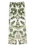 F.R.S . Botanical Print Silk Trousers — Green