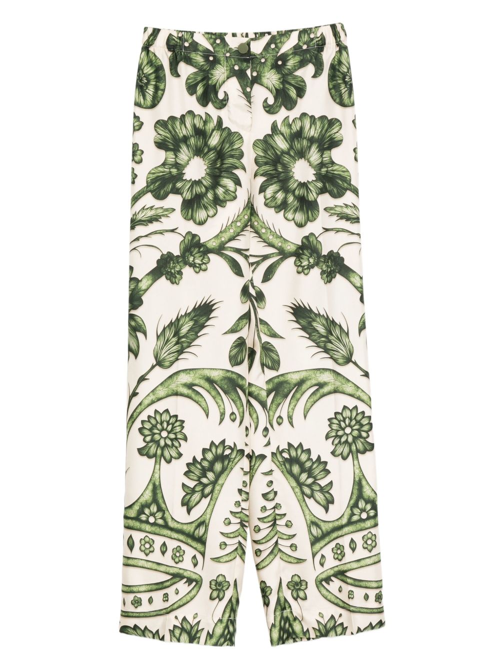 F.R.S . Botanical Print Silk Trousers — Green
