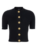 Balmain Cable-Knit Cardigan — Black