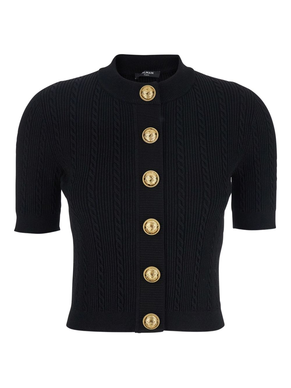Balmain Cable-Knit Cardigan — Black