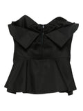Alexander McQueen Bow-Detailed Off-Shoulder Peplum Top — Black
