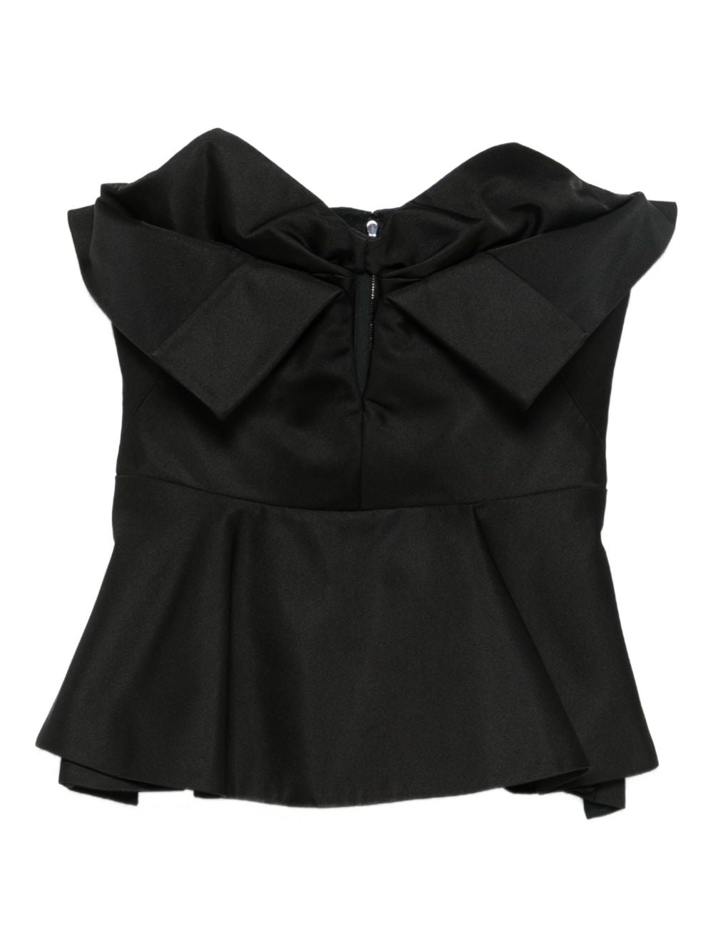 Alexander McQueen Bow-Detailed Off-Shoulder Peplum Top — Black