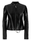 Courreges Pre Vinyl Biker Jacket — Black