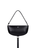 Courreges Pre Half-Moon Leather Shoulder Bag — Black