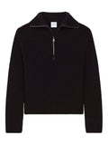 Courreges Pre Half-Zip Ribbed Wool Sweater — Black