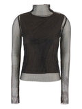 SPORTMAX PRE Sheer Fishnet Blouse — Black