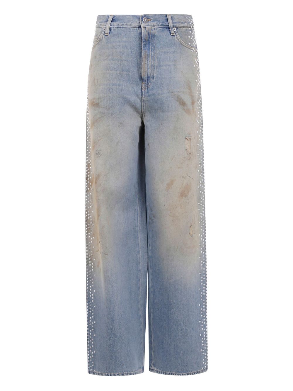 Golden Goose Rhinestone-Embellished Boyfriend Jeans — Light Blue