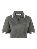 Golden Goose Cotton Cropped Polo Shirt — Green