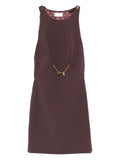 Elisabetta Franchi Chain-Embellished Mini Dress — Brown