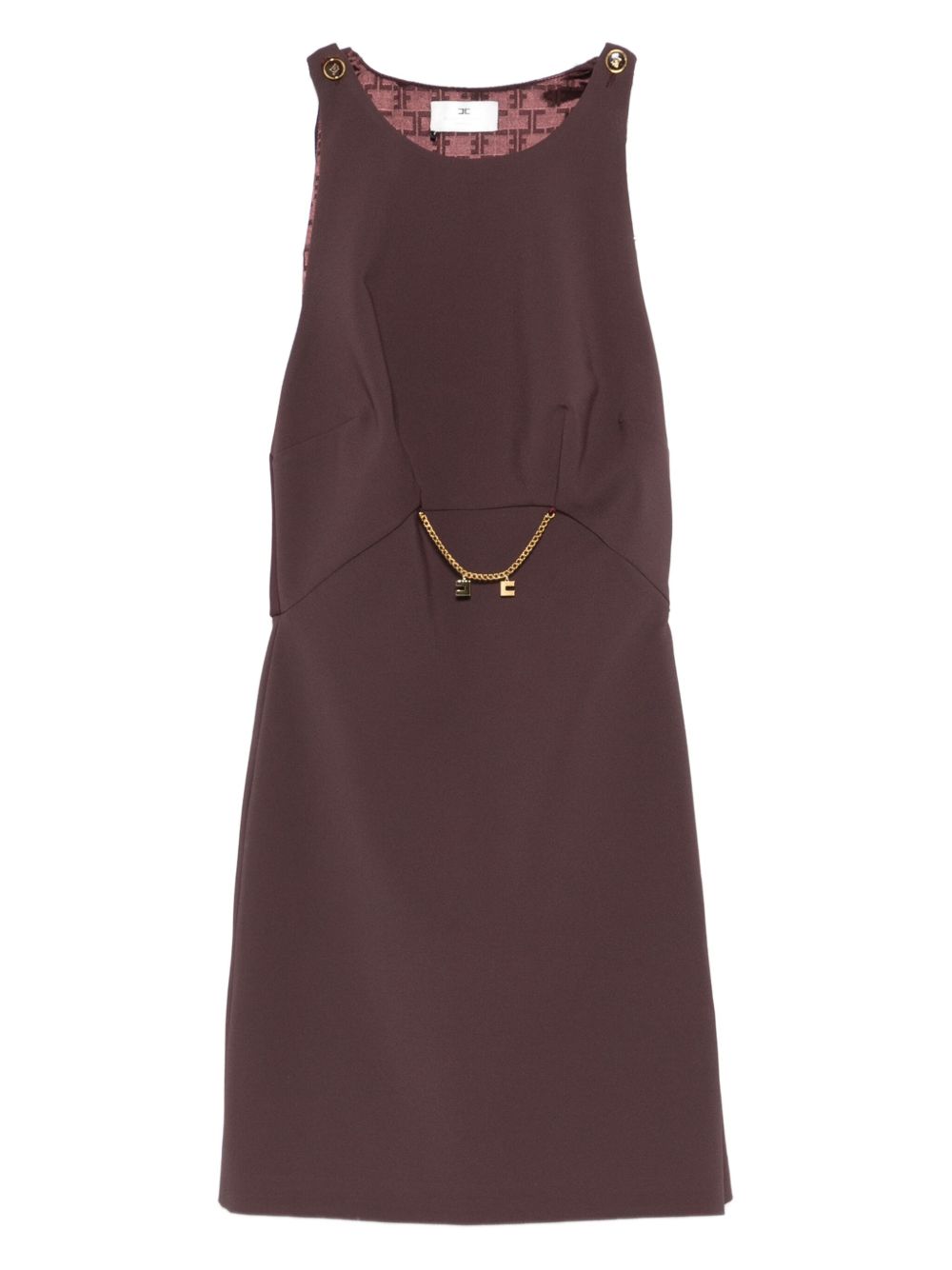 Elisabetta Franchi Chain-Embellished Mini Dress — Brown