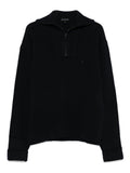 Emporio Armani Half-Zip Wool Sweater — Black